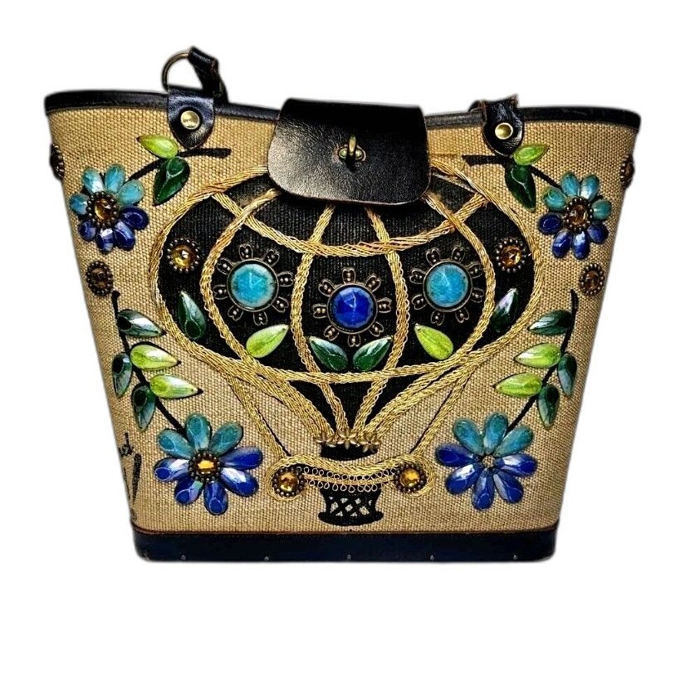 Vintage Enid Collins of Texas Up Up and Away Hot Air Balloon Jeweled Box Bag